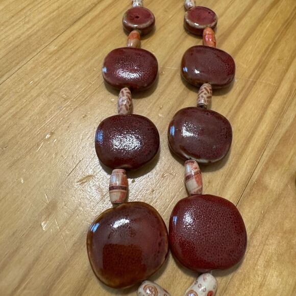 New Southwest Chunky FEATHER/LEAF PENDANT Beaded Necklace w/ Bracelet - Picture 3 of 8